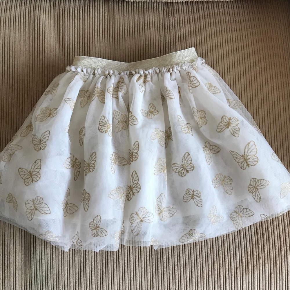 NWOT H&M white and gold butterfly skirt